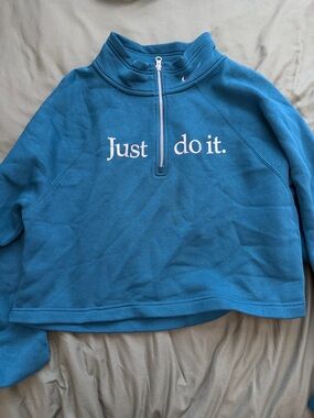 Nike Teal Blue Half-Zip 'Just do it.' Pullover
